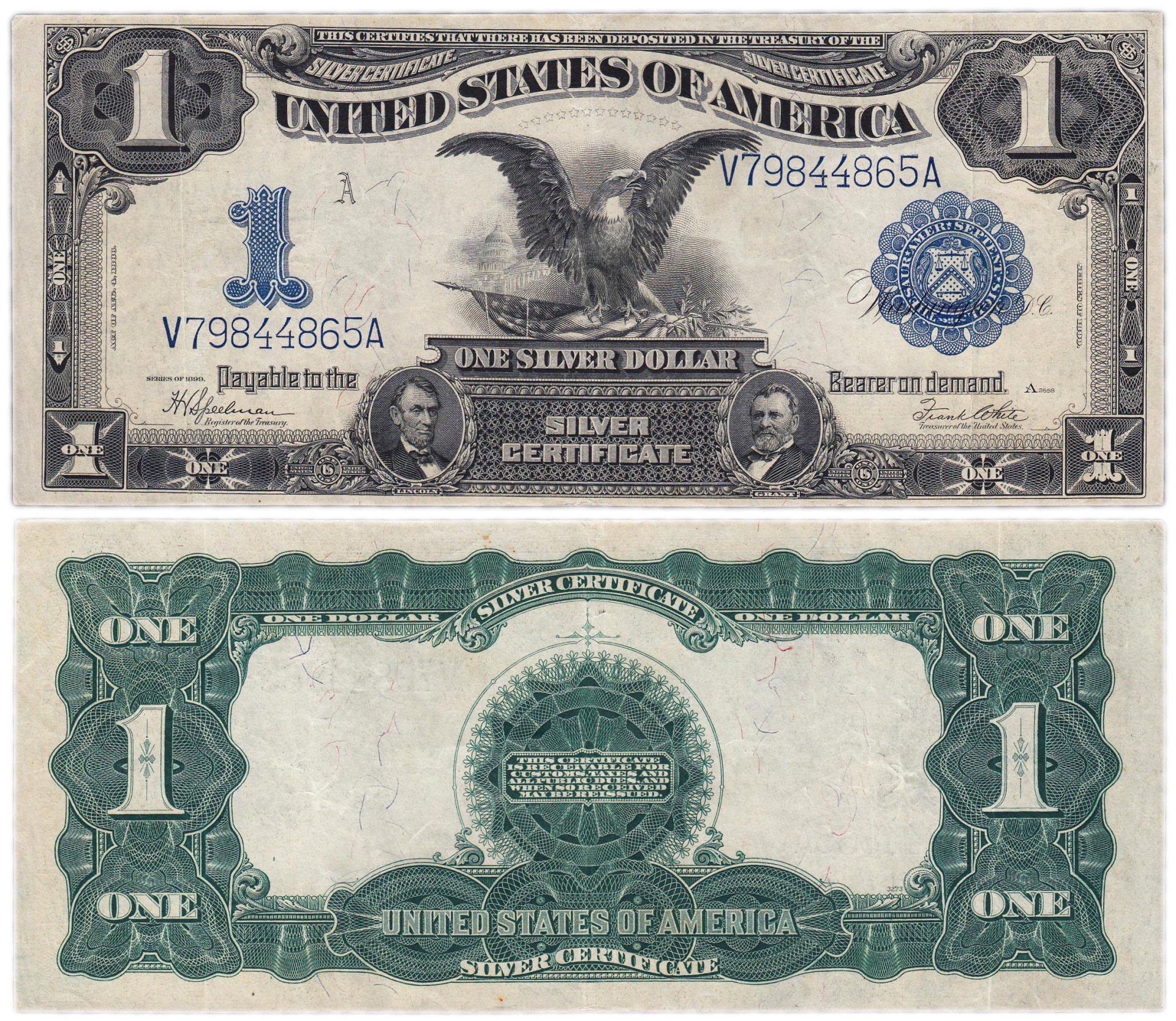 Банкнота США 1 доллар 1899 series 1899, Speelman-White стоимостью 15716 ...