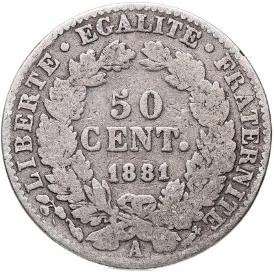 купить Франция 50 сантимов (centimes) 1881 A