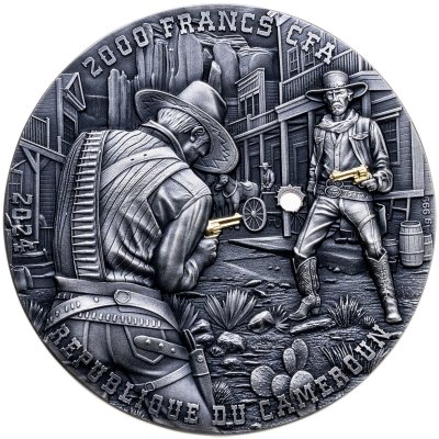 купить Камерун 2000 франков 2024 "Ковбойская дуэль" в футляре с сертификатом