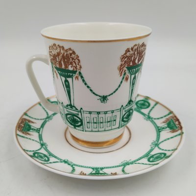 купить Пара кофейная "Летний сад", форма "Майская", автор формы Э.М. Криммер, фарфор, деколь, золочение, Ленинградский фарфоровый завод (ЛФЗ), СССР, 1970-1992 гг.