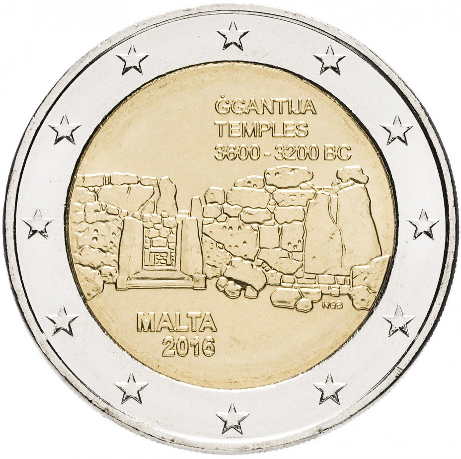 купить Мальта 2 евро 2016 "Доисторические города Мальты - Джгантия"