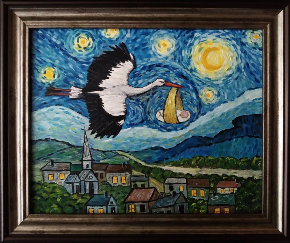 купить Картина в раме  «Счастье летит», холст, масло, художник Яна Кашаева, Россия, 2021 г.