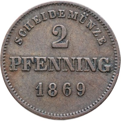 купить Бавария 2 пфеннинга 1869