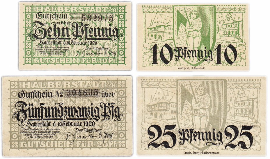 купить Германия (Померания: Хальберштадт) набор из 2-х нотгельдов 1920