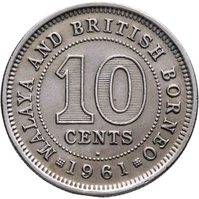 купить Малайя и Британское Борнео 10 центов (cents) 1961 H - Хитон, Бирмингем