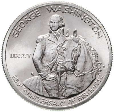 купить США 50 центов (1/2 доллара, half dollar) 1982 "250 лет со дня рождения Джорджа Вашингтона" Знак монетного двора "D" - Денвер
