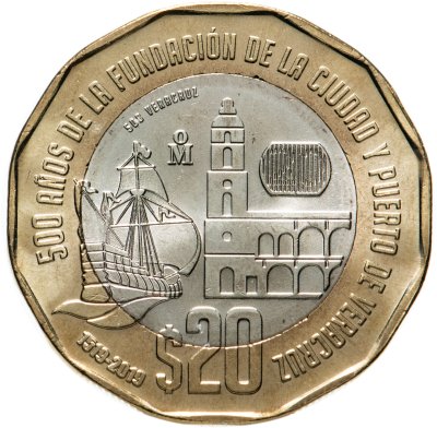 купить Мексика 20 песо 2019 "500 лет основанию порта Веракрус"