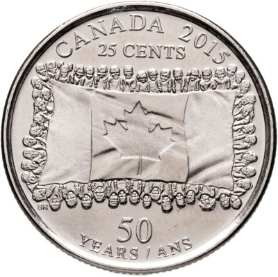 купить Канада 25 центов (cents) 2015 "50 лет флагу Канады"