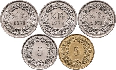 купить Швейцария набор из 5 монет 1971-1983