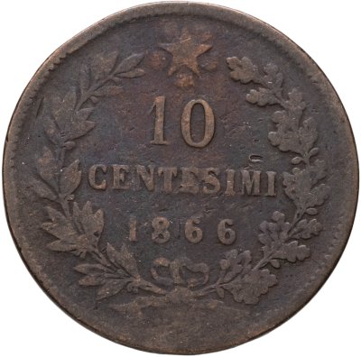 купить Италия 10 чентезимо (centesimi) 1866