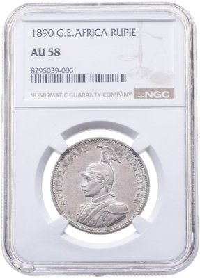 купить Германская Восточная Африка 1 рупия (rupee) 1890 в слабе NGC AU58