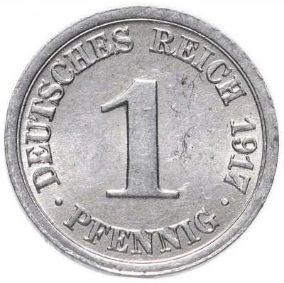 купить 1 пфенниг (pfennig) 1917 F
