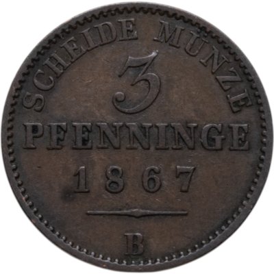 купить Пруссия 3 пфеннига 1867 B