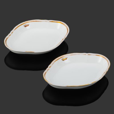 купить Набор из двух розеток для сервировки с декором в виде короны, фарфор, роспись, золочение, KPM (Königliche Porzellan-Manufaktur), Германия, 1870-1890 гг.