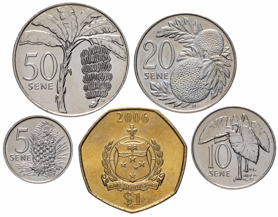 купить Самоа набор монет 2006 - 2010 год 5, 10, 20, 50 сен, 1 тала ( 5 штук)