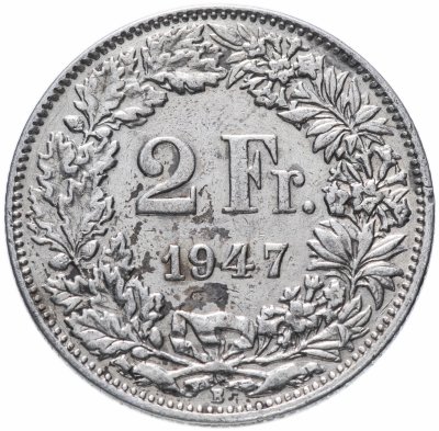 Купить Швейцария 2 франка (francs) 1947