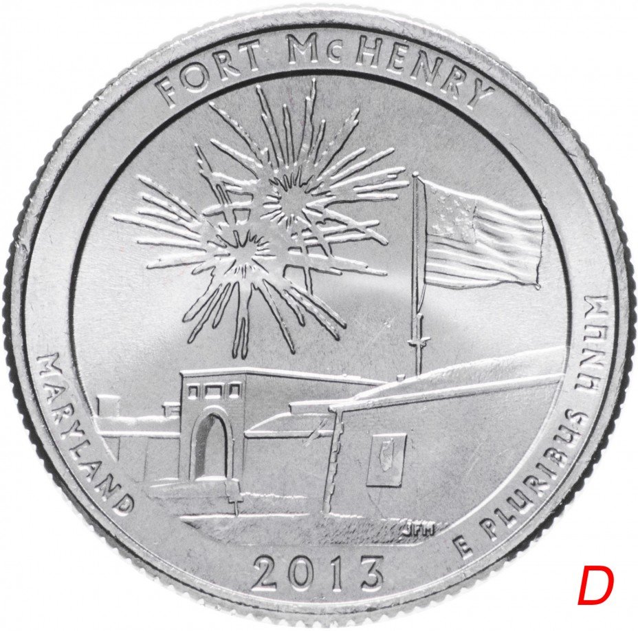купить США 1/4 доллара (25 центов, квотер) 2013 D — "Форт Мак-Генри" (19-й парк)