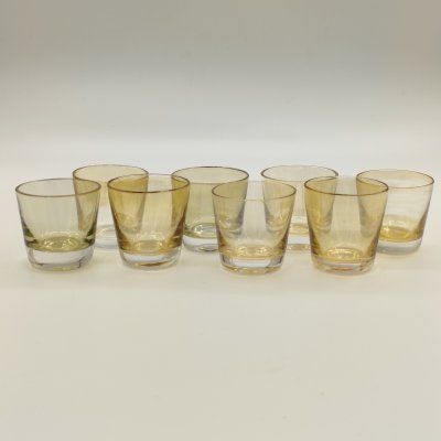 купить Набор стопок желтого оттенка на 8 персон, цветное стекло, золочение, СССР, 1970-1990 гг.
