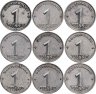 Купить Германия (ГДР) полный набор монет 1 пфенниг всех дворов 1948-1953 (9 шт.)
