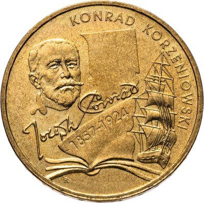 купить Польша 2 злотых 2007 "Польские путешественники - 150 лет со дня рождения писателя Джозефа Конрада (Юзефа Коженёвского) Корабль"