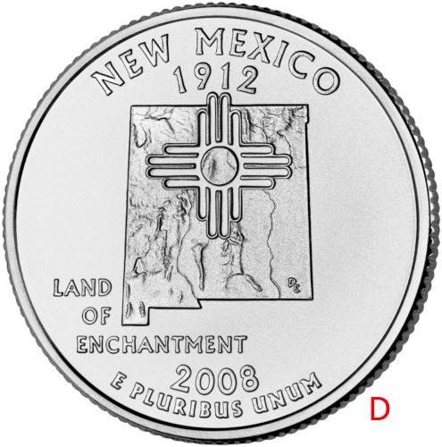 купить США 25 центов (квотер) 2008 D — штат Нью-Мексико