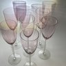 Купить Набор из шести фужеров розового оттенка, стекло, люстр, Калининский стекольный завод «Тверис», СССР, 1970-1990 гг.
