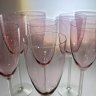 Купить Набор из шести фужеров розового оттенка, стекло, люстр, Калининский стекольный завод «Тверис», СССР, 1970-1990 гг.