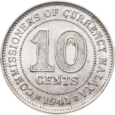 купить Малайя 10 центов (cents) 1941