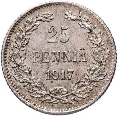 купить 25 пенни (pennia) 1917 S гербовый орел без короны Российская Финляндия