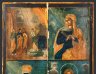Купить Икона в четырех клеймах "Сретение Господа нашего Иисуса Христа,  Семистрельная Божья Матерь, Святая мученица Параскева Пятница, Преподобный Алексий, человек Божий", дерево, темпера, Российская империя, 1829 г.