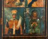Купить Икона в четырех клеймах "Сретение Господа нашего Иисуса Христа,  Семистрельная Божья Матерь, Святая мученица Параскева Пятница, Преподобный Алексий, человек Божий", дерево, темпера, Российская империя, 1829 г.