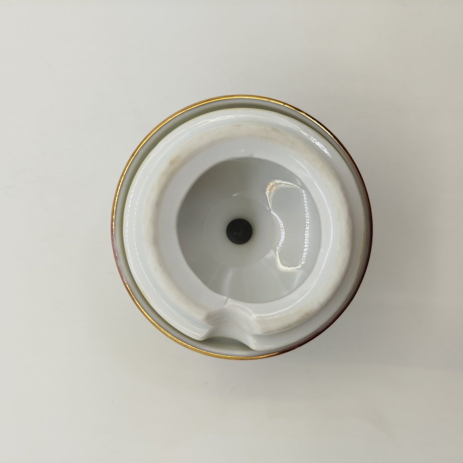 купить Горчичница с растительным декором, фарфор, крытье, золочение, люстр, деколь, Fortuna Eisenberg, ГДР, 1960-1973 гг.