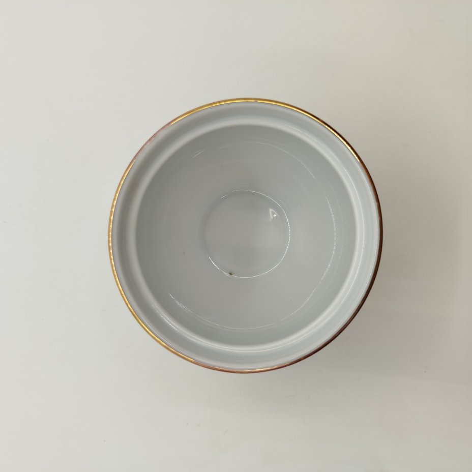 купить Горчичница с растительным декором, фарфор, крытье, золочение, люстр, деколь, Fortuna Eisenberg, ГДР, 1960-1973 гг.