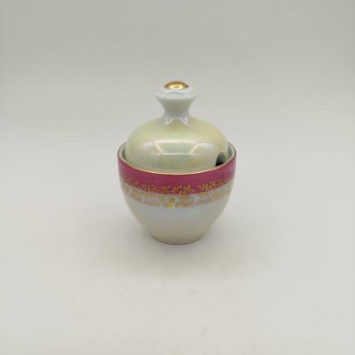 купить Горчичница с растительным декором, фарфор, крытье, золочение, люстр, деколь, Fortuna Eisenberg, ГДР, 1960-1973 гг.