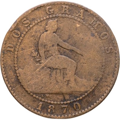 купить Испания 2 сентимо (centimos) 1870