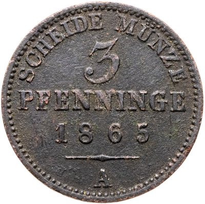 купить Германия, Пруссия 3 пфеннига 1865