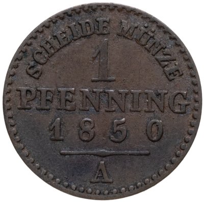купить Германия, Пруссия 1 пфенниг 1850 А