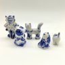 Купить Набор из пяти статуэток "Коты", Гжель, фарфор, роспись, Россия, 1990-2015 гг.