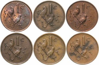 купить ЮАР набор из 6 монет 1 цент (cent) 1966-1969
