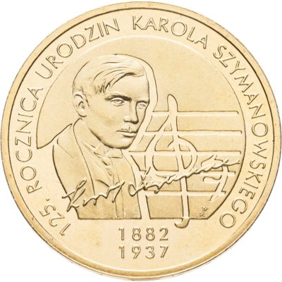 купить Польша 2 злотых 2007 "125 лет со дня рождения Кароля Шимановского"