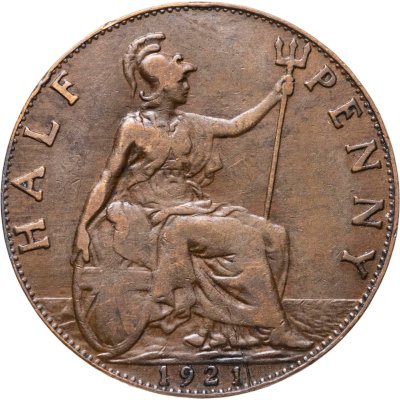 купить Великобритания 1/2 пенни (penny) 1921