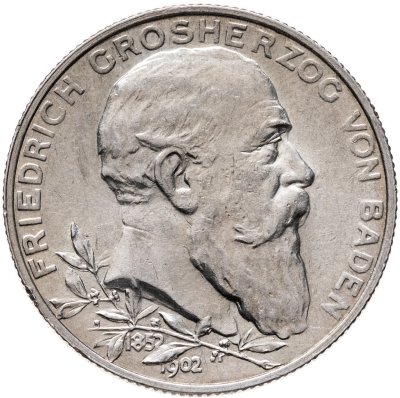 купить Германия (Баден) 2 марки 1902 "50-летие правления Фридриха I"