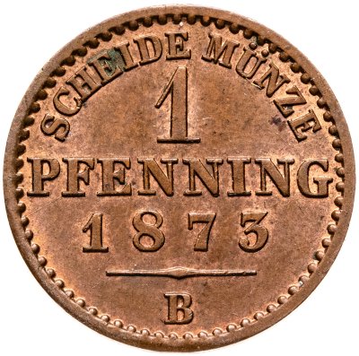 купить Германия, Пруссия 1 пфенниг 1873, знак монетного двора: "B" - Ганновер