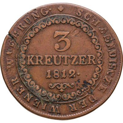 купить Австрия 3 крейцера (kreutzer) 1812, знак монетного двора "S" - Смолник