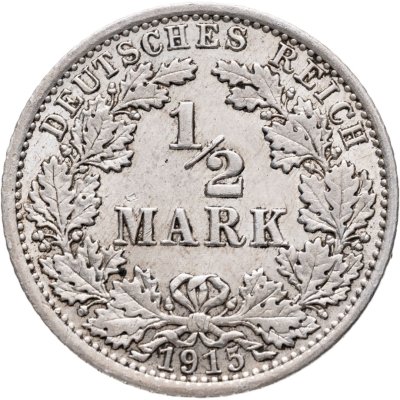 купить Германия 1/2 марки (mark) 1915 Знак монетного двора: "A" - Берлин