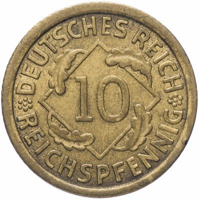 Купить Германия (Веймарская республика) 10 рейх пфеннигов 1930 J