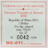 Купить Палау 1 доллар 2011 "Величайшие победы Феррари - D50, Хуан Мануэль Фанхио" в футляре