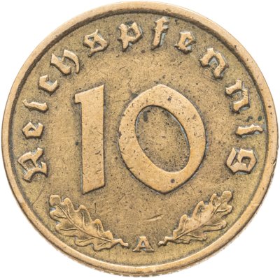 купить Германия, Третий рейх 10 рейхспфеннигов 1937, знак монетного двора "А"
