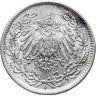 Купить Германия 1/2 марки (mark) 1918 Знак монетного двора: "D" - Мюнхен, в слабе Монетник.ру MS64