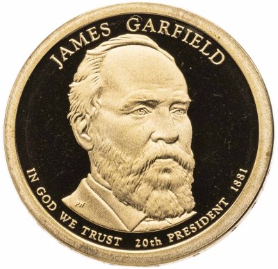 купить США 1 доллар (dollar) 2011 "20-й президент Джеймс Абрам Гарфилд ", знак монетного двора "S" - Сан-Франциско